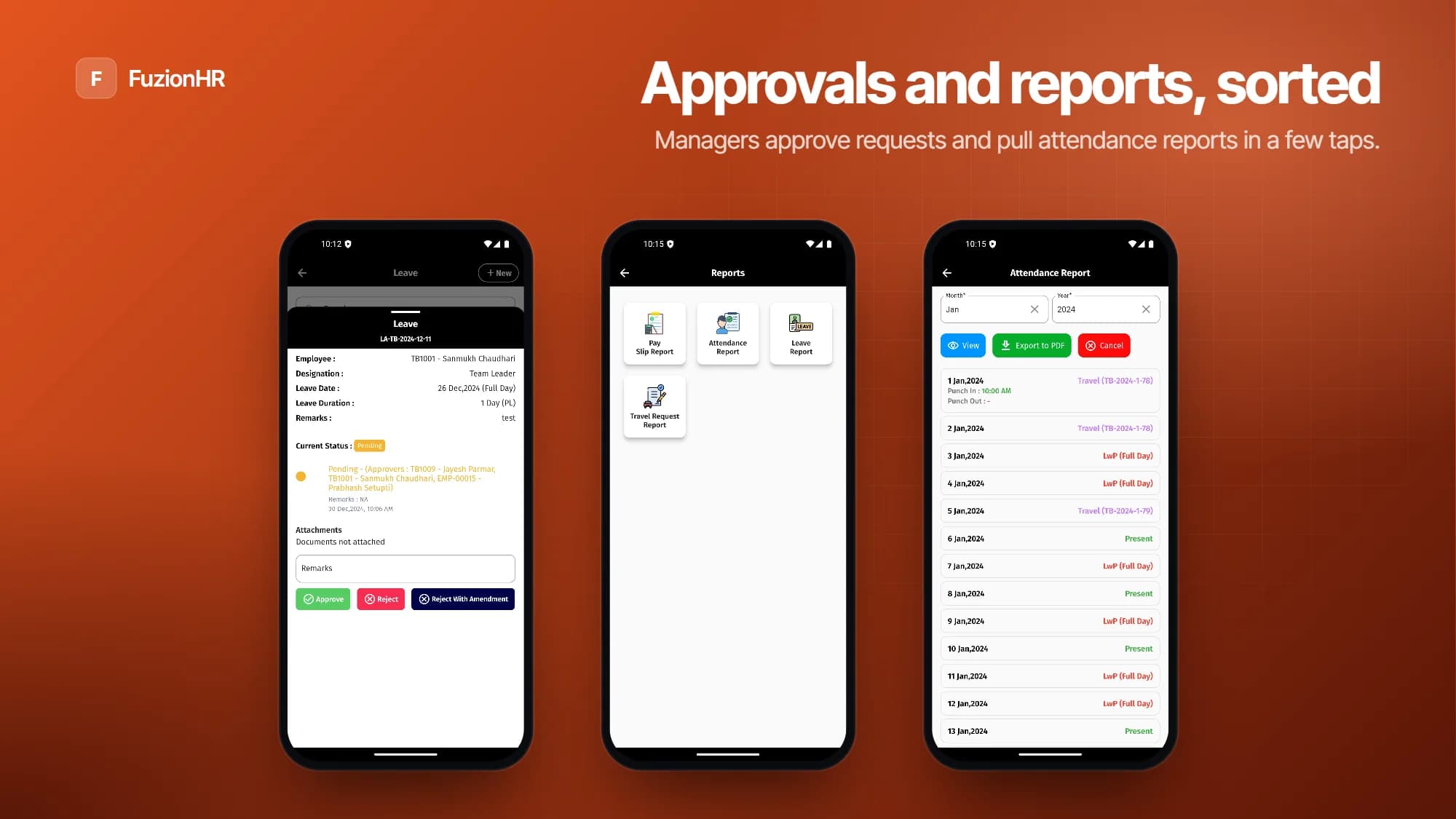 FuzionHR – approvals and reports