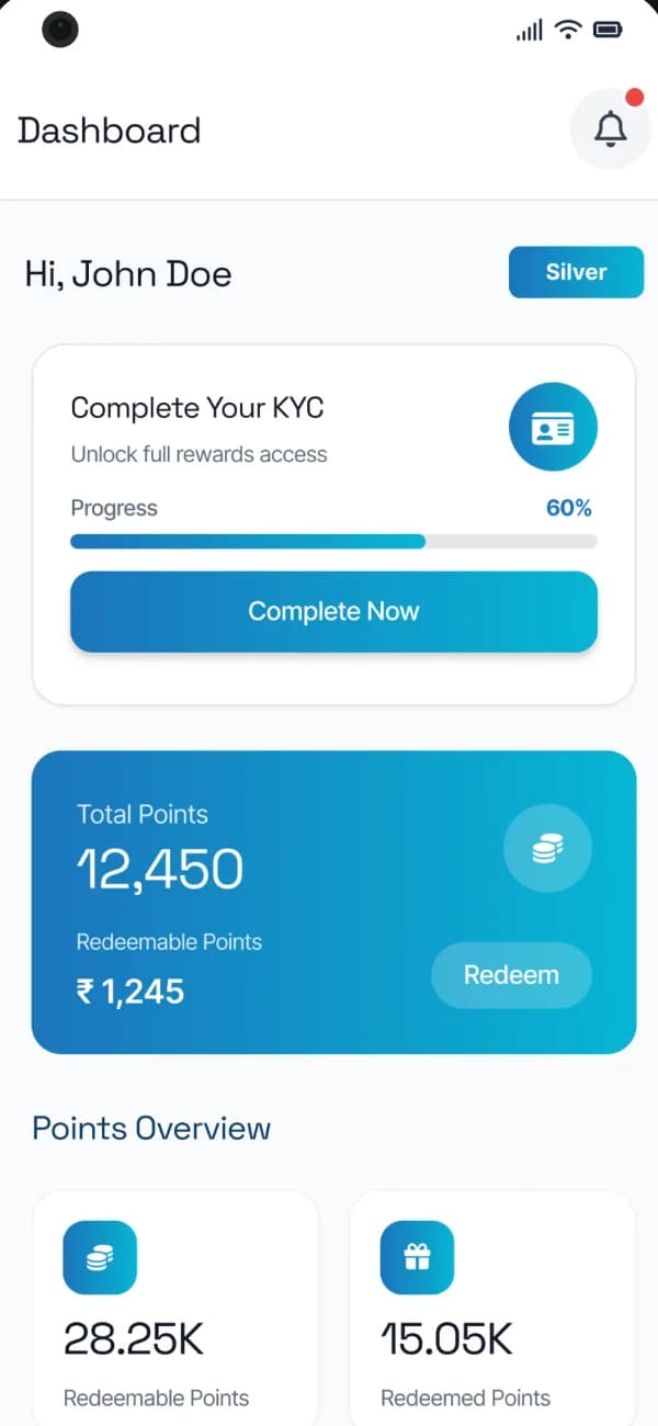 Prime Loyalty Program – main screen