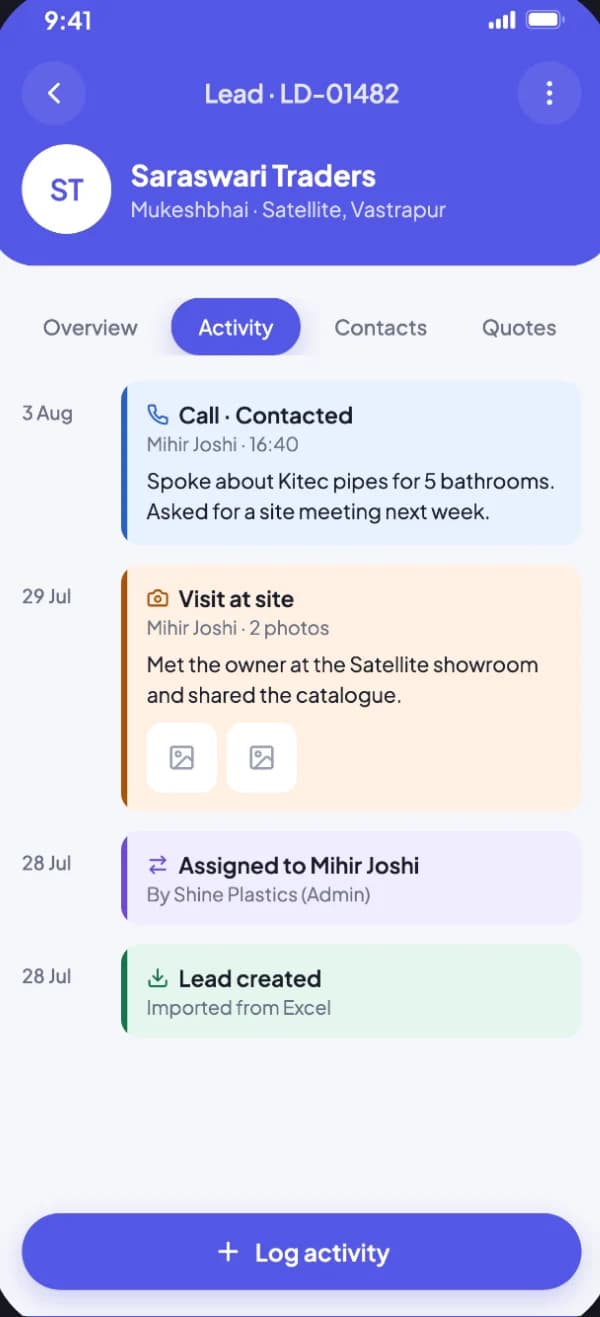 Shine Plastics CRM – screen 3